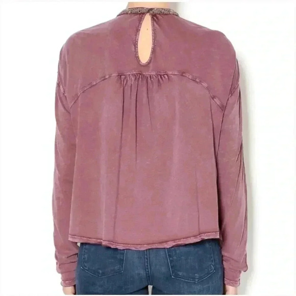Free People Burnout Embroidered Blouse Size S - Picture 2 of 7